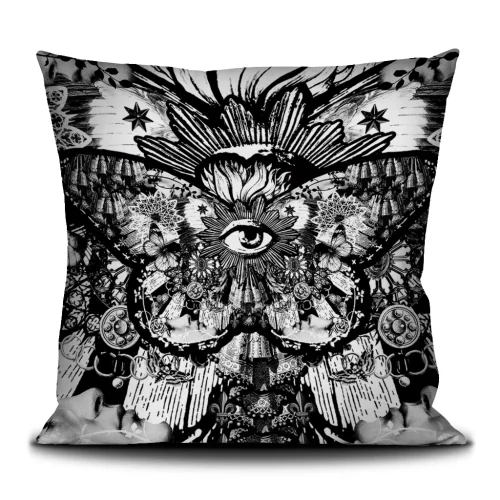 Coussin 50 x 50 Papillon Noir